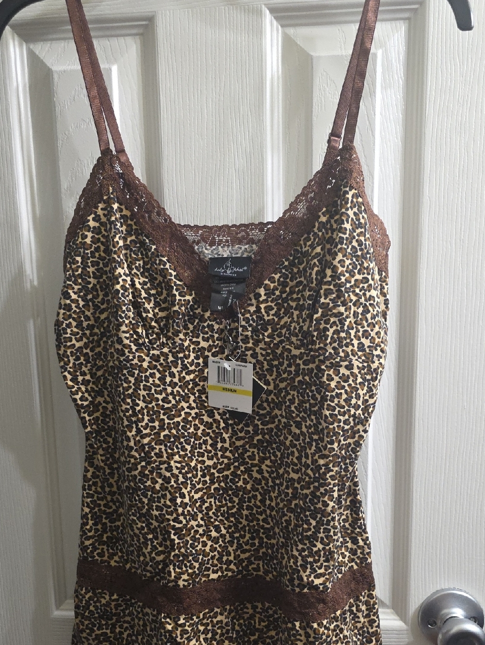 Baby Phat Leopard Print Cami with Brown Lace Trim Size M